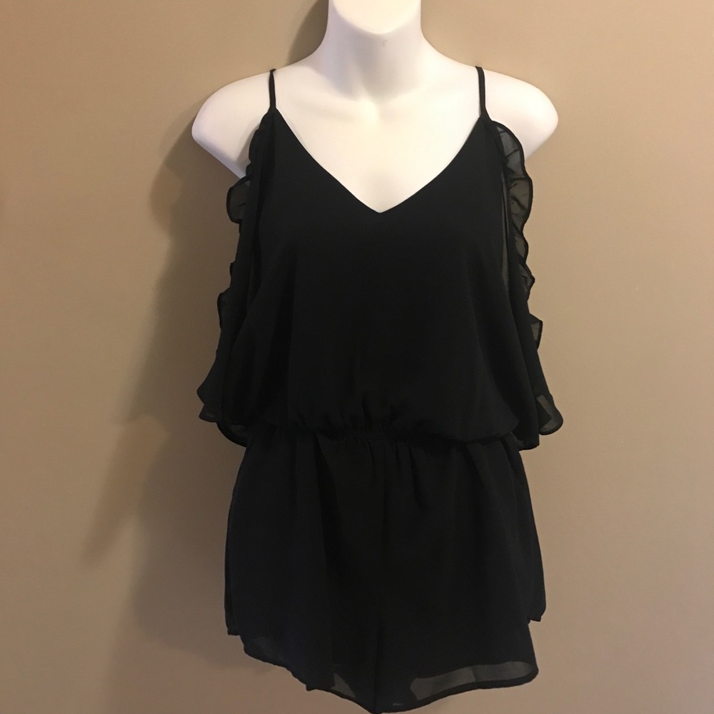 Black Frilly Ruffle Romper Dress Small